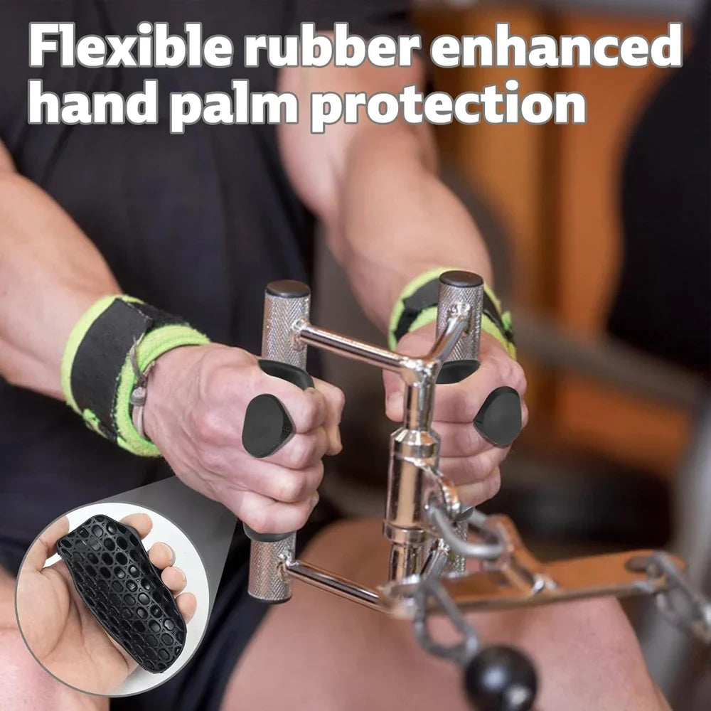 Poignées antidérapantes pour la musculation, les tractions, l'entraînement en salle de sport - Protecteurs ergonomiques en caoutchouc pour la paume de la main, unisexe.